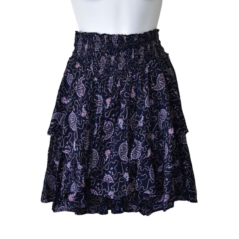 A3 Auth ISABEL MARANT ETOILE Elastic Hi Waist Pleated Ruffled Mini Skirt Size XS